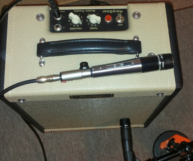 Mikrofon Shure 545SD i wzmacniacz do harmonijki HarpGear