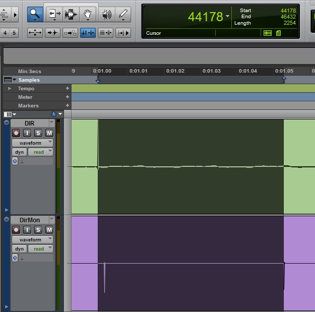 Opóźnienia Direct Monitor i przez bufor 1024 w interfejsie Konnekt 6