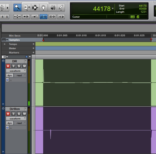 Opóźnienia Direct Monitor i przez bufor 512 w interfejsie Konnekt 6